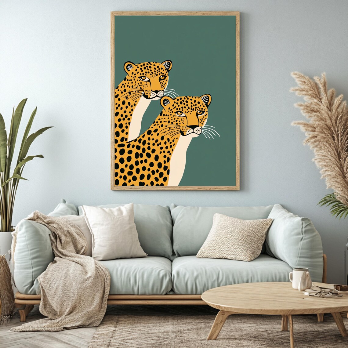 Two Leopards, Boho Bedroom Decor Art Print - Image 2