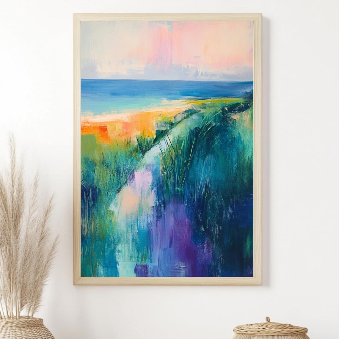 Seaside Path, Abstract Coastal Landscape Art Print