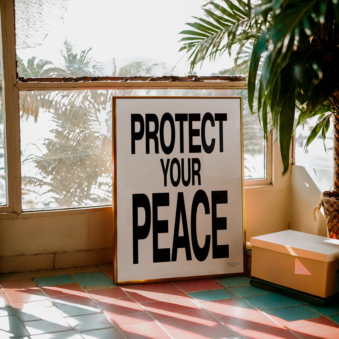 Protect Your Peace Bold Black Typography Motivational Poster - Image 2