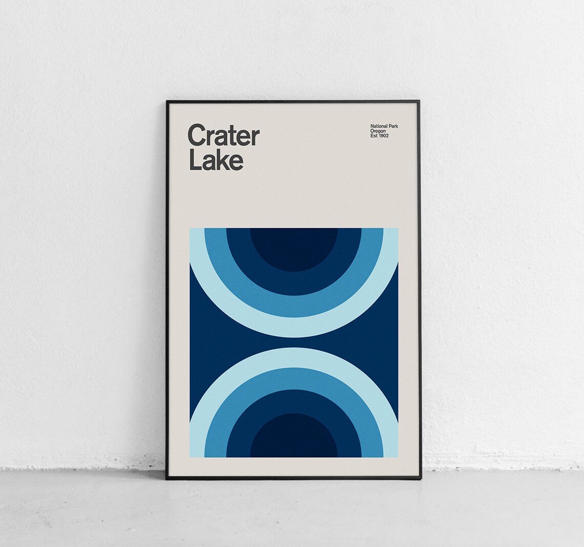 Crater Lake National Park Mid-Century Travel Poster