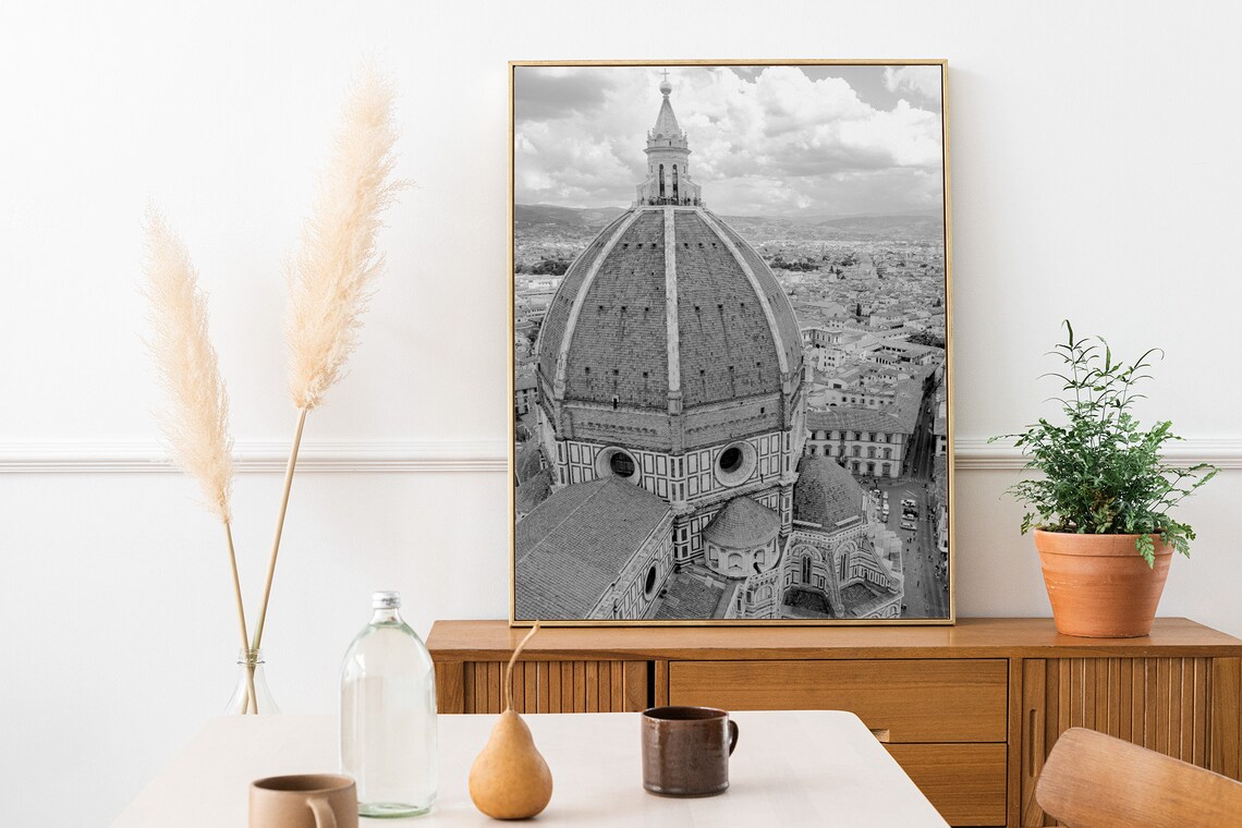 Florence Duomo Cathedral Travel Poster, Black White - Image 3