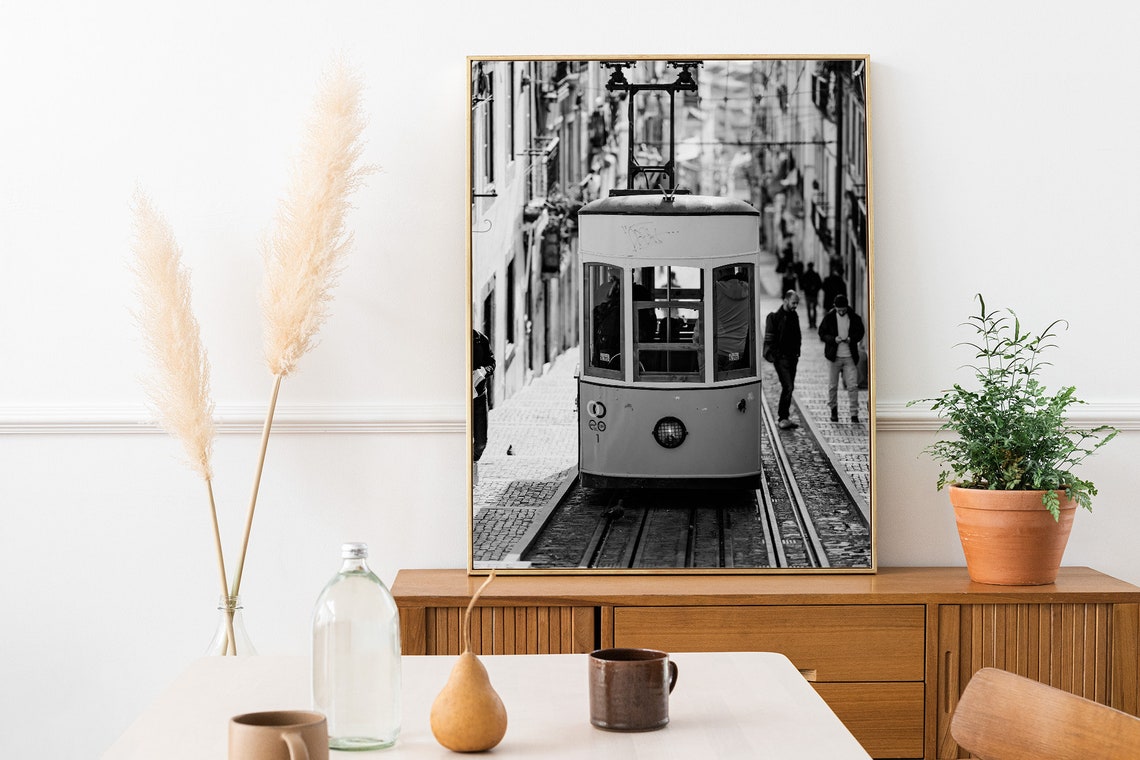Lisbon Portugal City Tram Instant Black White Photography Wall Art Travel Poster Portuguese Art Print Lisbon Metro - Image 3