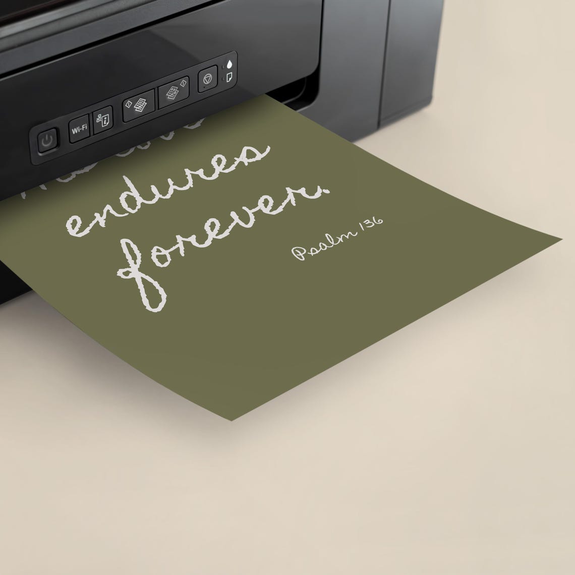 His Love Endures Forever Psalm 136 Green Botanical Scripture Poster - Image 4