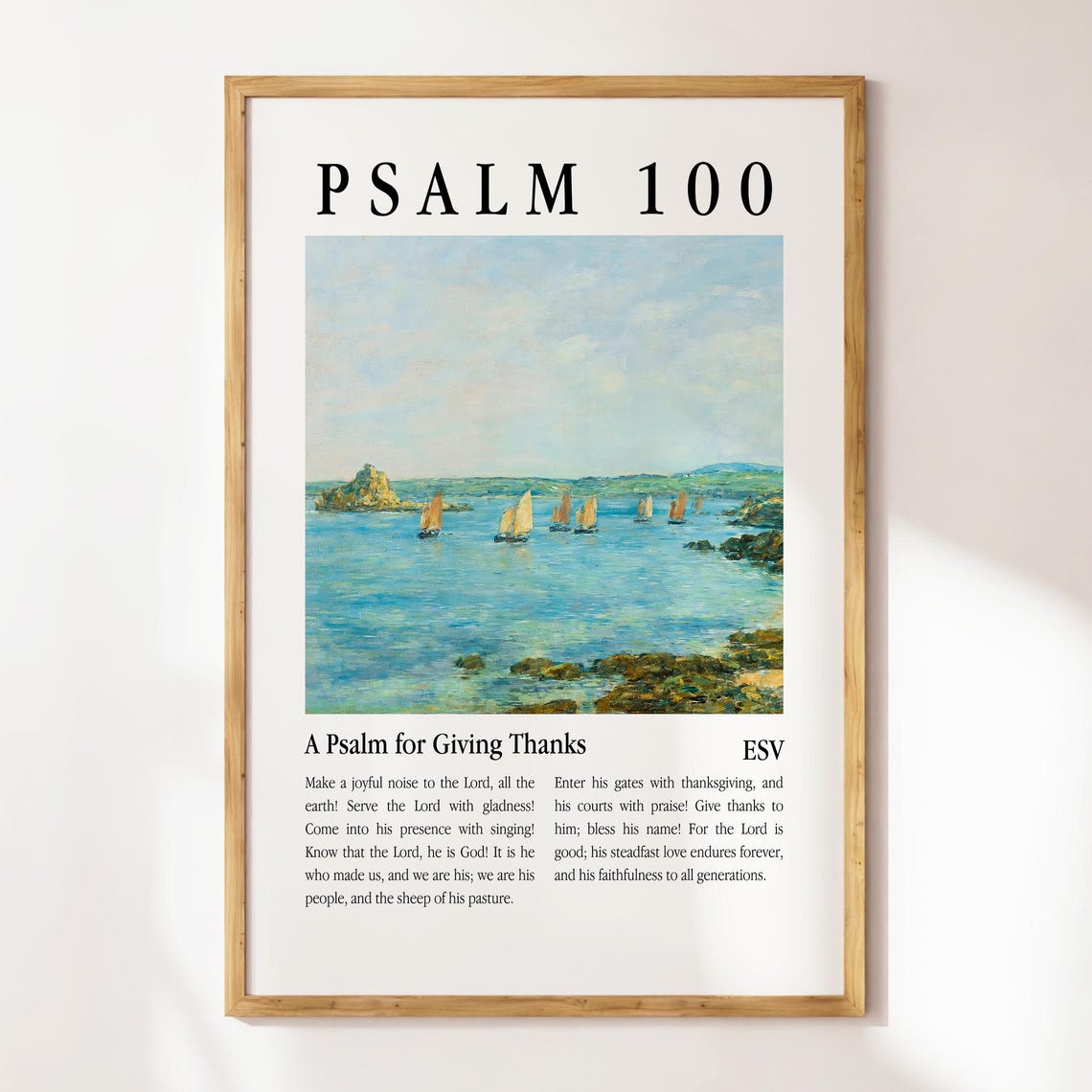 Psalm 100 A Psalm For Giving Thanks Sailboat Ocean Painting Poster