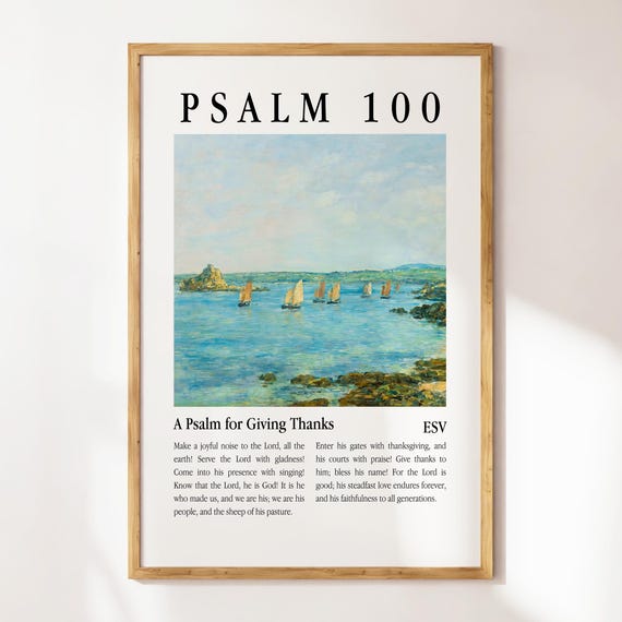 Psalm 100 Coastal Christian Wall Art Bible Verse Wall Art Trendy Apartment Decor Coastal Granddaughter Prints Wall Art Landscape