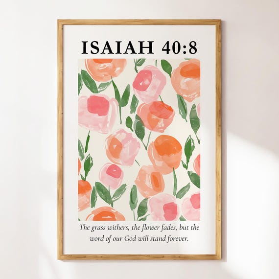 Isaiah 40 Christian Wall Art William Morris Floral Pattern Wall Art Bible Verse Wall Art Trendy Apartment Decor
