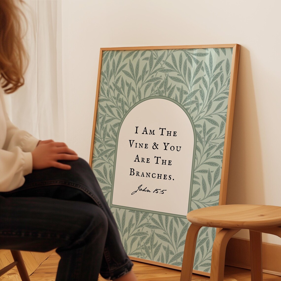 I Am The Vine And You Are The Branches John 15 5 Sage Leaf Verse Poster - Image 4