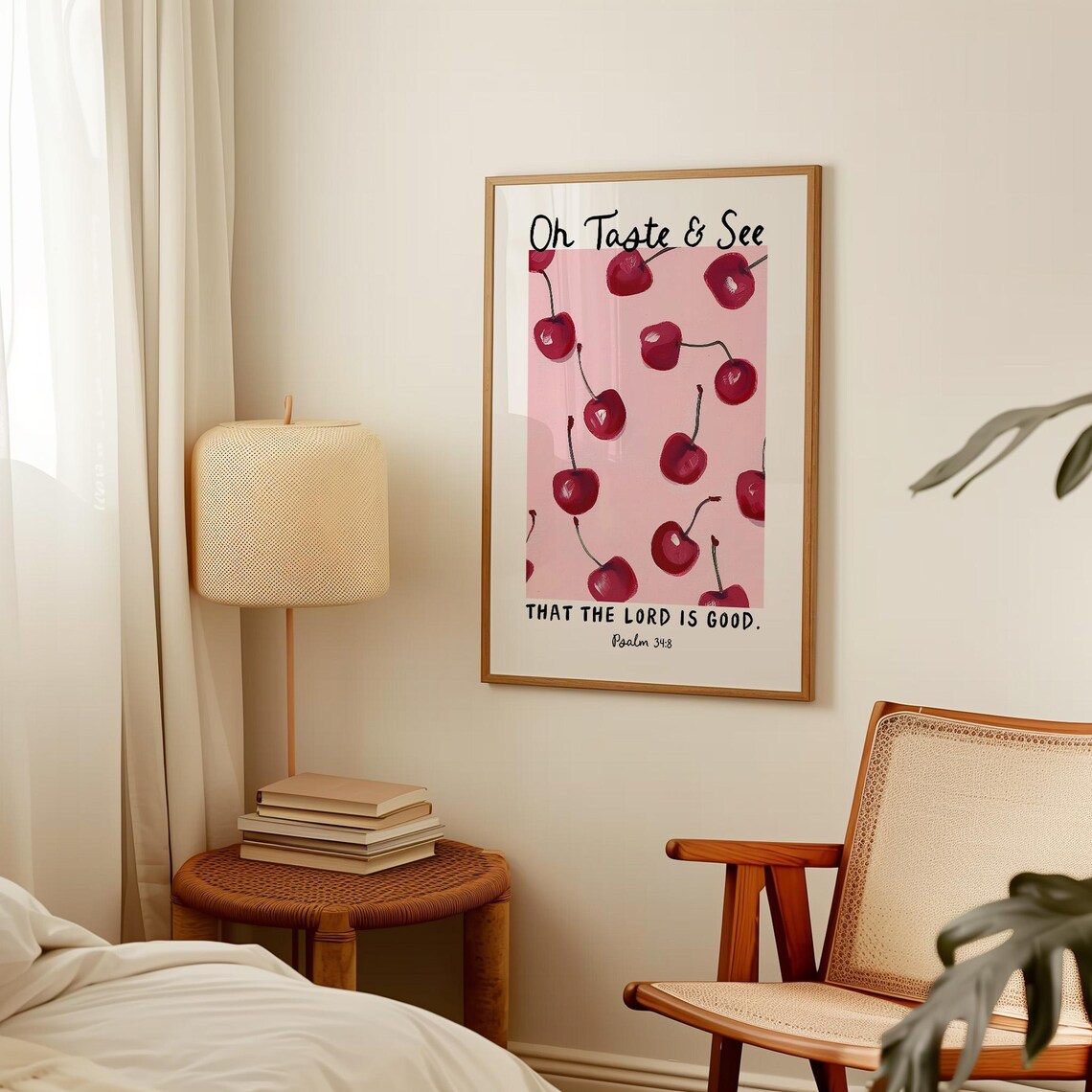 Psalm 34 Cherries Coquette Christian Art Print - Image 3