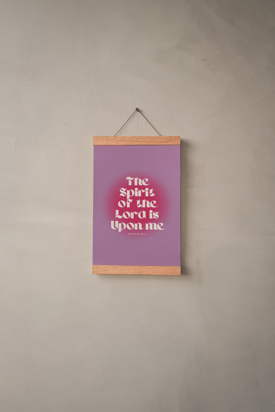 The Spirit of the Lord Is Upon Me Isaiah 61 Purple Retro Christian Poster - Image 2