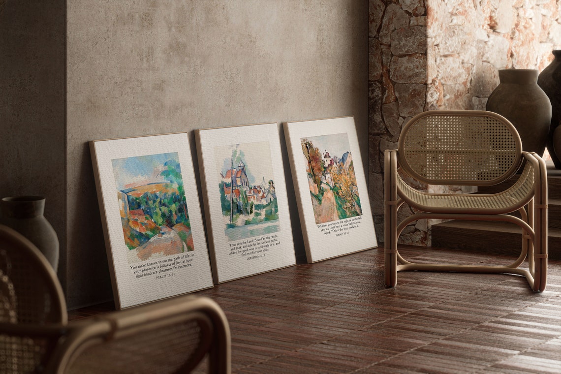 Cezanne Landscape Scripture Trio 3 Piece Bible Verse Poster Set - Image 4