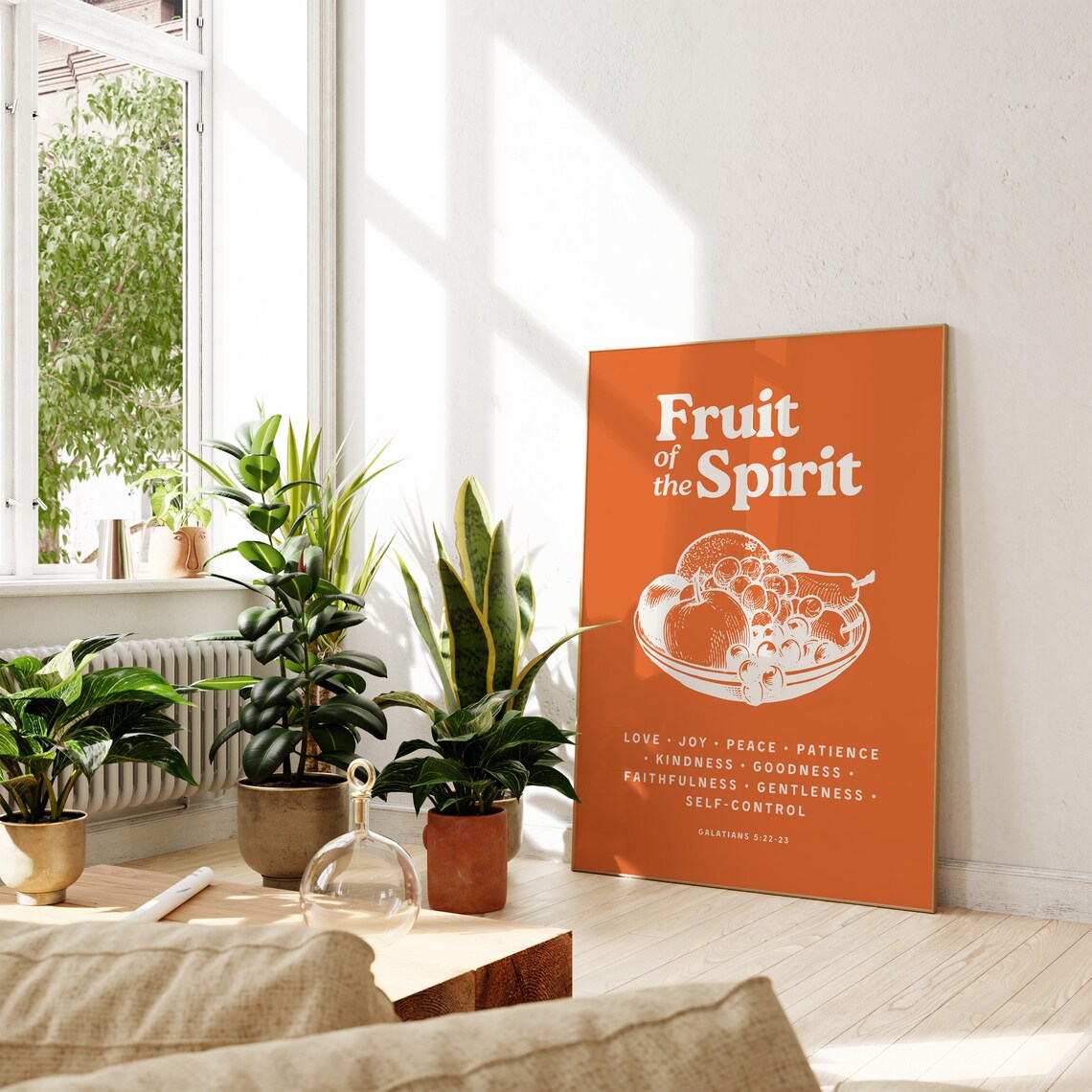 Fruit Of The Spirit Retro Orange Print Fruit Bowl Bible Verse Art - Image 4