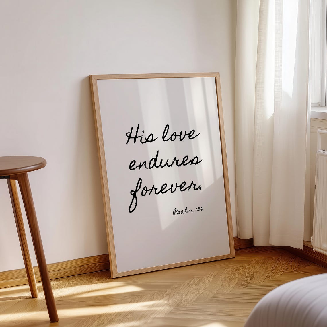 His Love Endures Forever Psalm 136 Calligraphy Bible Verse Poster - Image 2