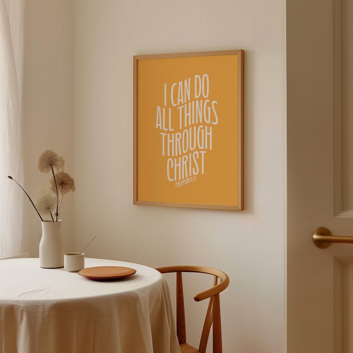 Philippians 413 Modern Christian Art Minimalist Quote Yellow Bible Verse Wall Art Scripture Wall Art College Dorm Art - Image 3