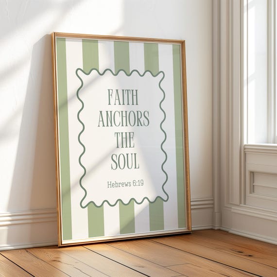 Hebrews 6 Coastal Granddaughter Print Sage Green Wall Art Christian Wall Art Bible Verse Decor Dorm Room Poster Wall Art