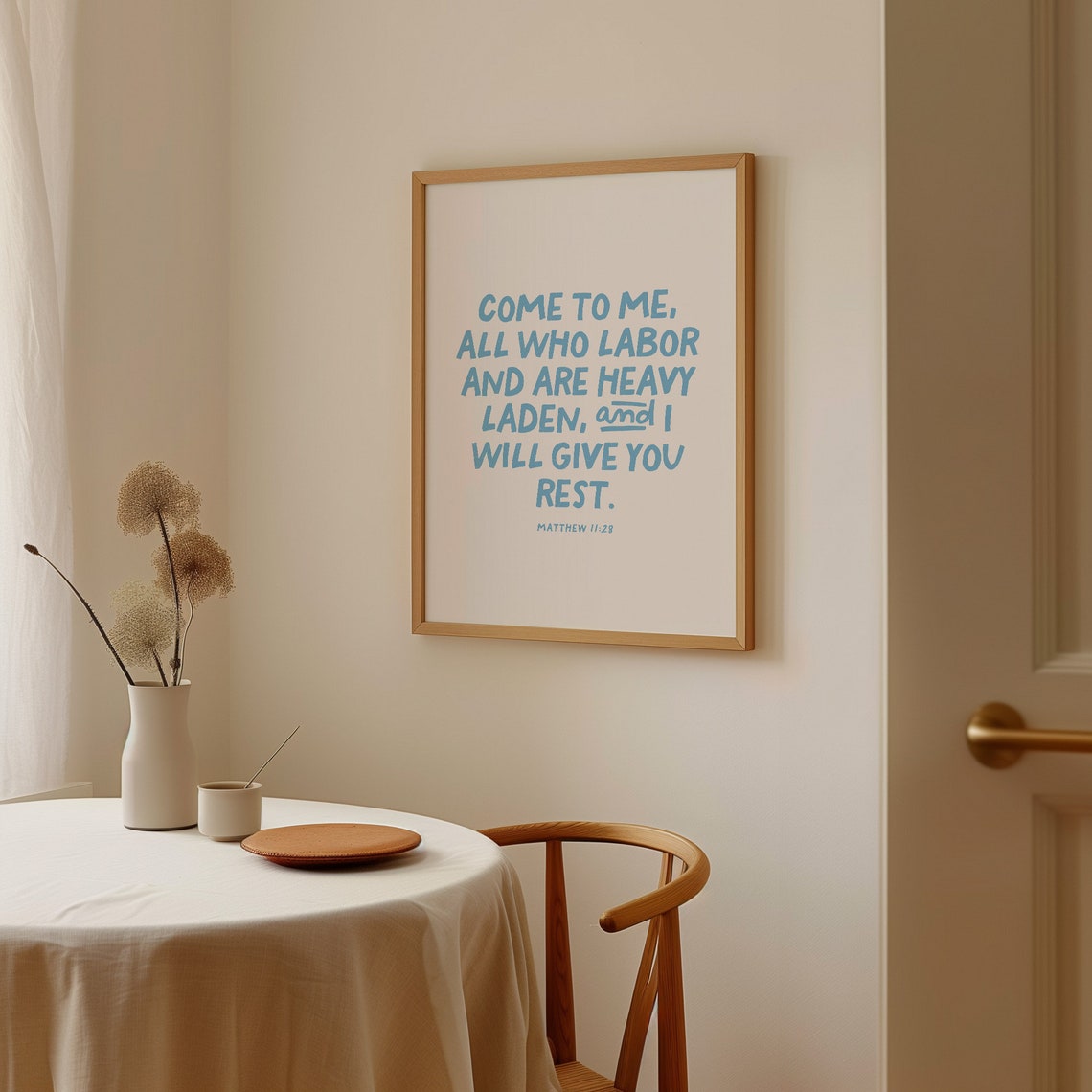 Matthew 1128 Christian Wall Art Minimalist Bible Verse Quote Wall Art Apartment Housewarming Gift - Image 3