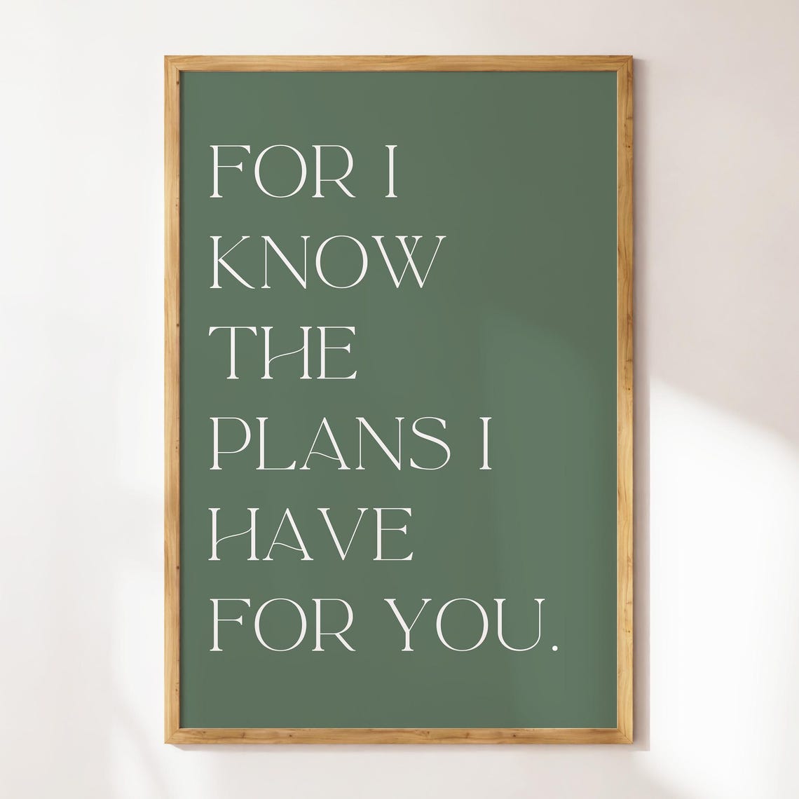 For I Know The Plans I Have For You Green Typography Quote Poster - Image 3