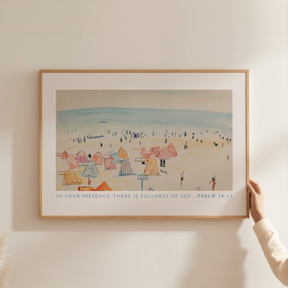 Psalm 16:11 Vintage Christian Coastal Landscape Art Print
