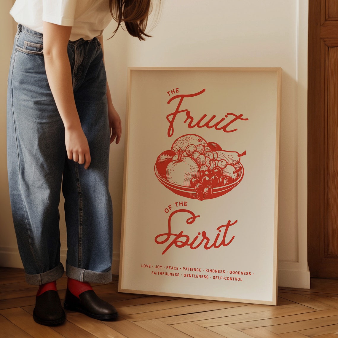 Fruit Of The Spirit Wall Art Vintage Kitchen Print Modern Christian Dorm Room Decor Christian Wall Art Scripture Wall Art Gift - Image 3