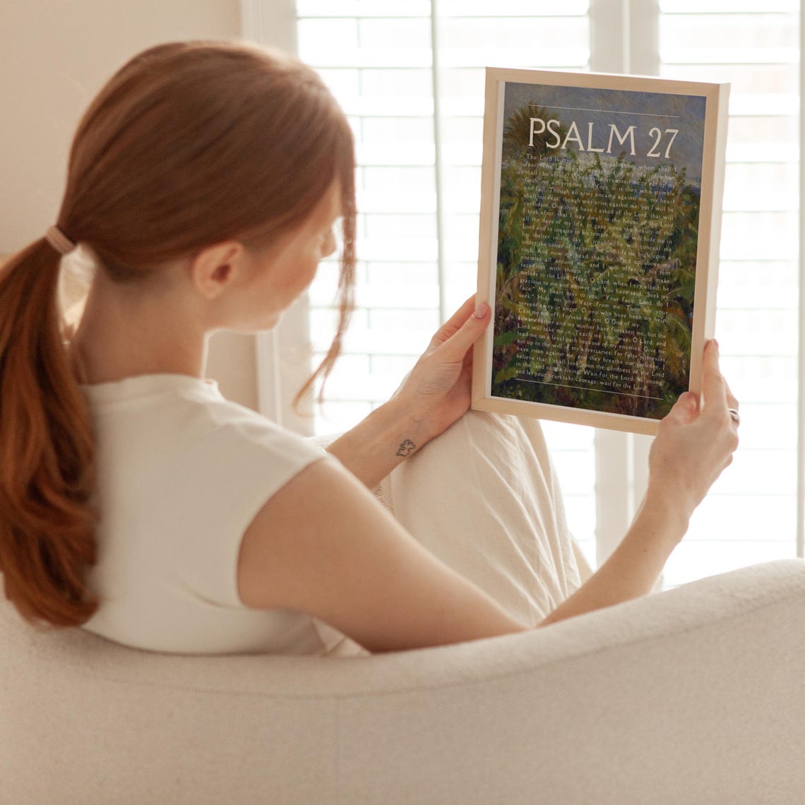 Psalm 27 Full Chapter Text Vintage Landscape Scripture Wall Poster - Image 3