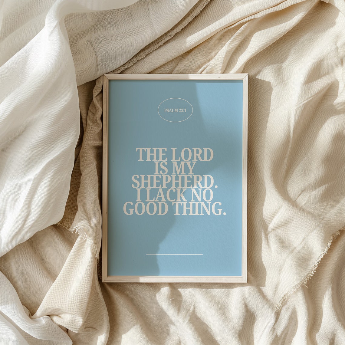 Psalm 23:1 The Lord Is My Shepherd Sky Blue Minimalist Poster - Image 3