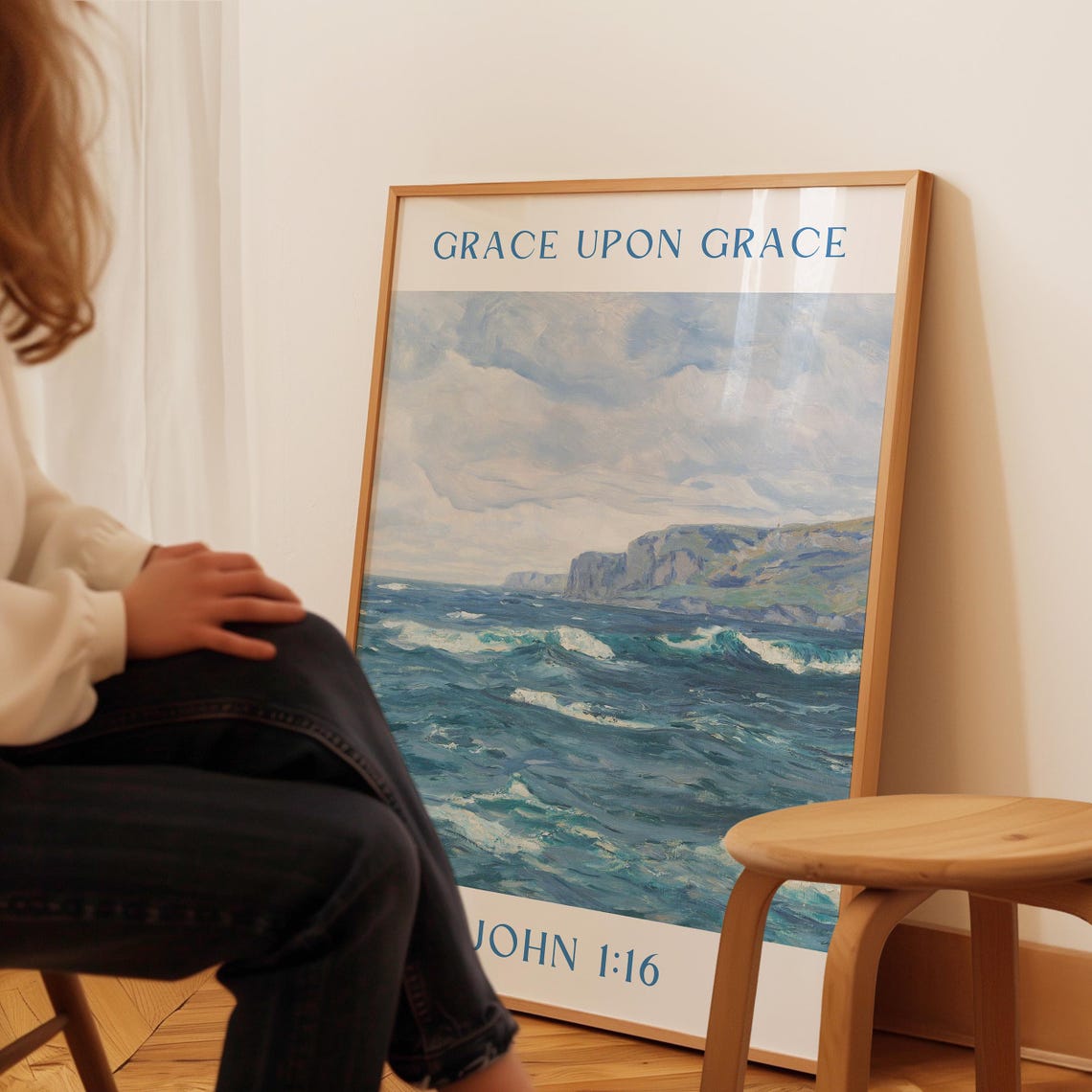 Grace Upon Grace John 1 16 Ocean Wave Coastal Seascape Art Poster - Image 4
