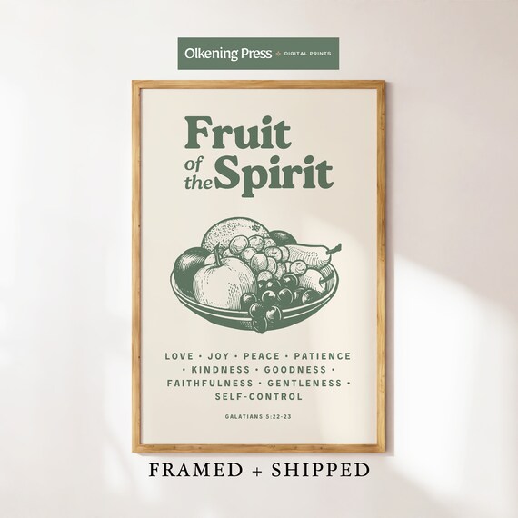 Fruit of the Spirit Vintage Engraved Fruit Bowl Scripture Poster