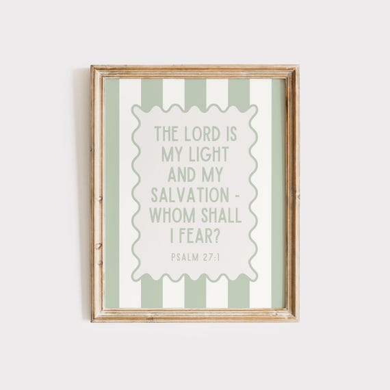 Psalm 27 Christian Wall Art Bible Verse Quote Coastal Granddaughter Prints Sea Foam Green Wall Art Minimalist Faith Inspired Poster