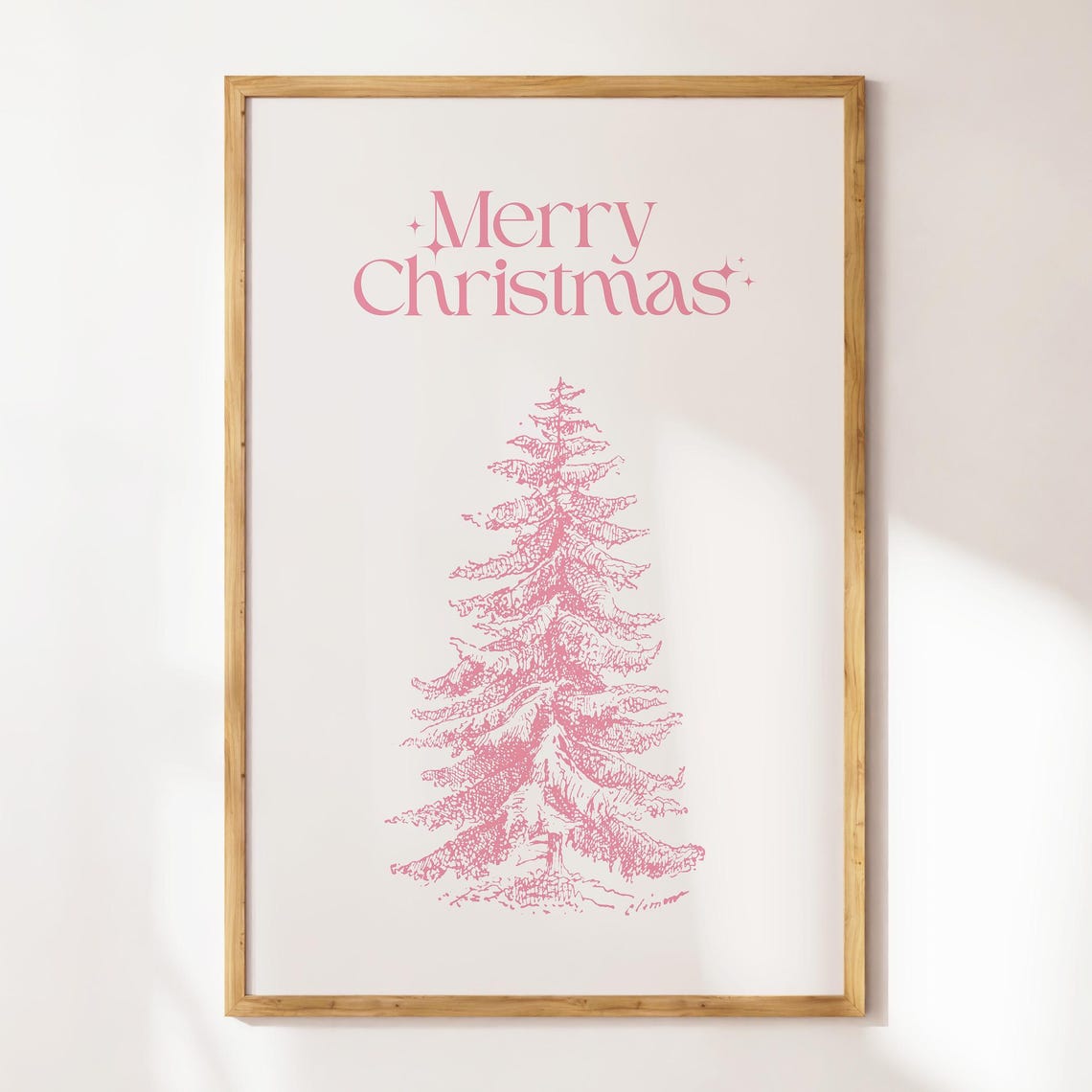 Merry Christmas Pink Pine Tree Sketch Coquette Holiday Poster - Image 4