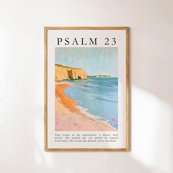 Psalm 23 Christian Wall Art Coastal Granddaughter Prints Bible Verse Decor Dorm Room Prints Matisse Print Trendy Apartment Decor
