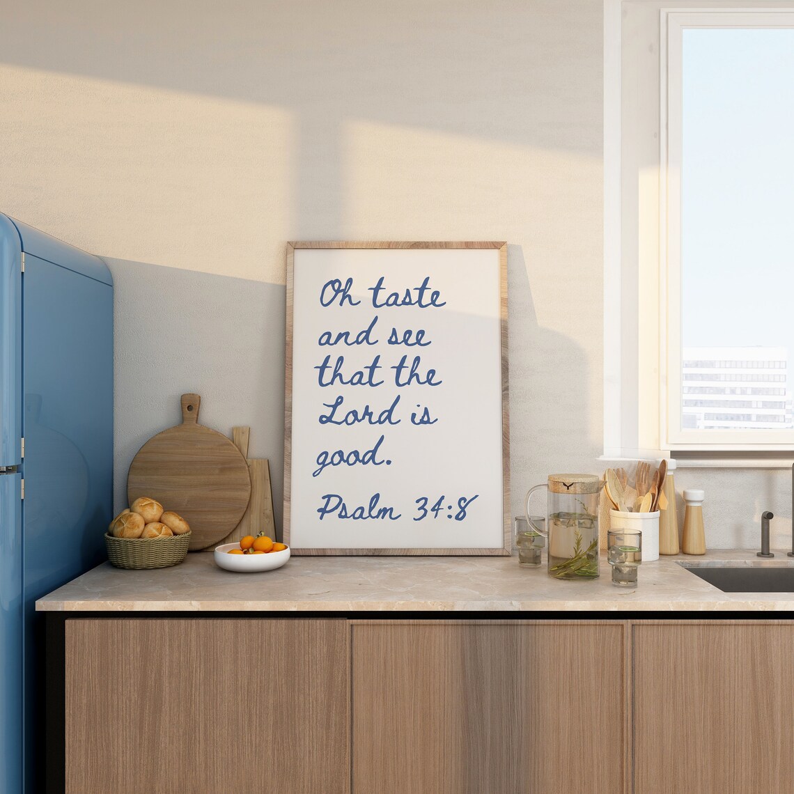 Psalm 348 Christian Coastal Faith Quote Poster - Image 3