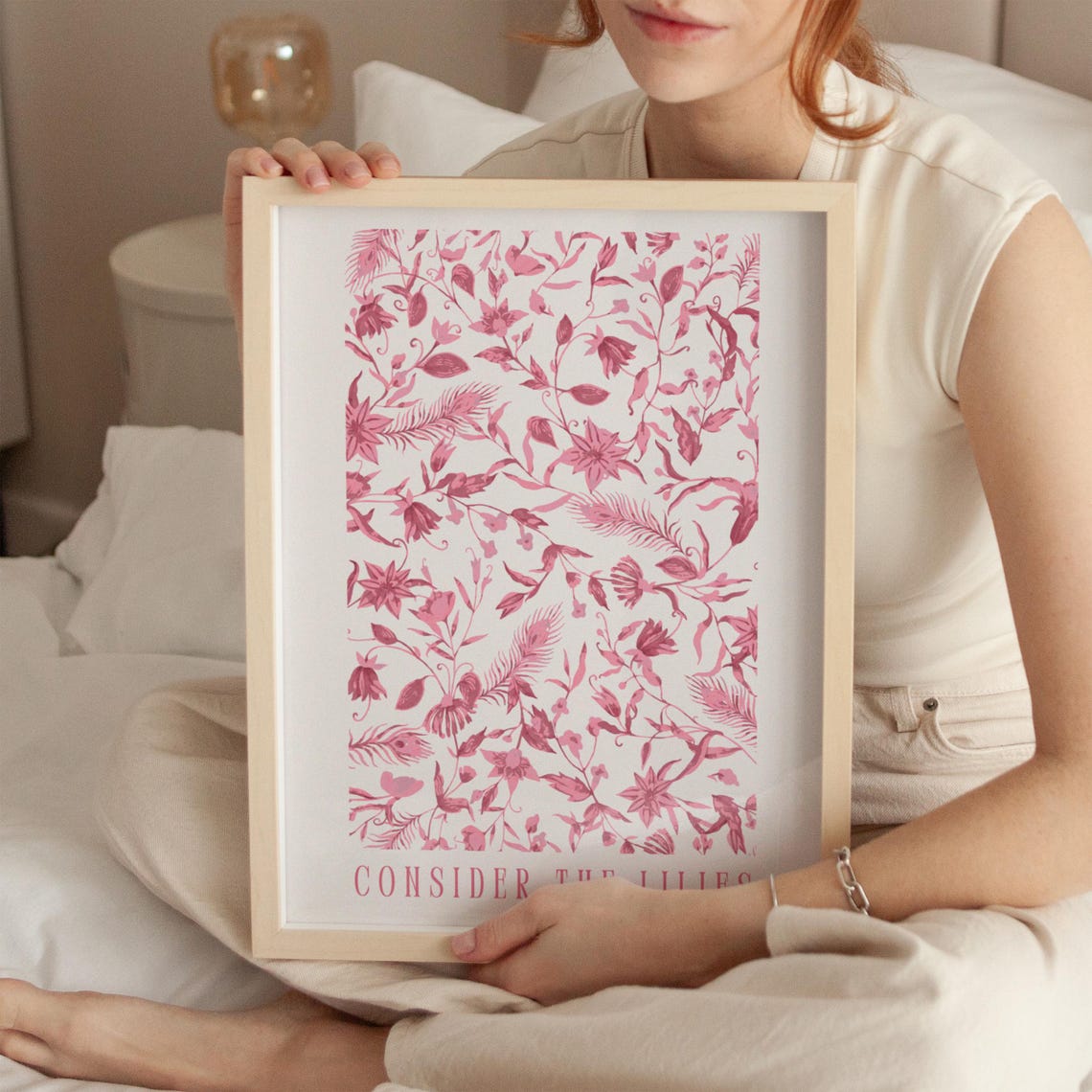 Consider The Lilies Pink Botanical Floral Pattern Christian Poster - Image 3