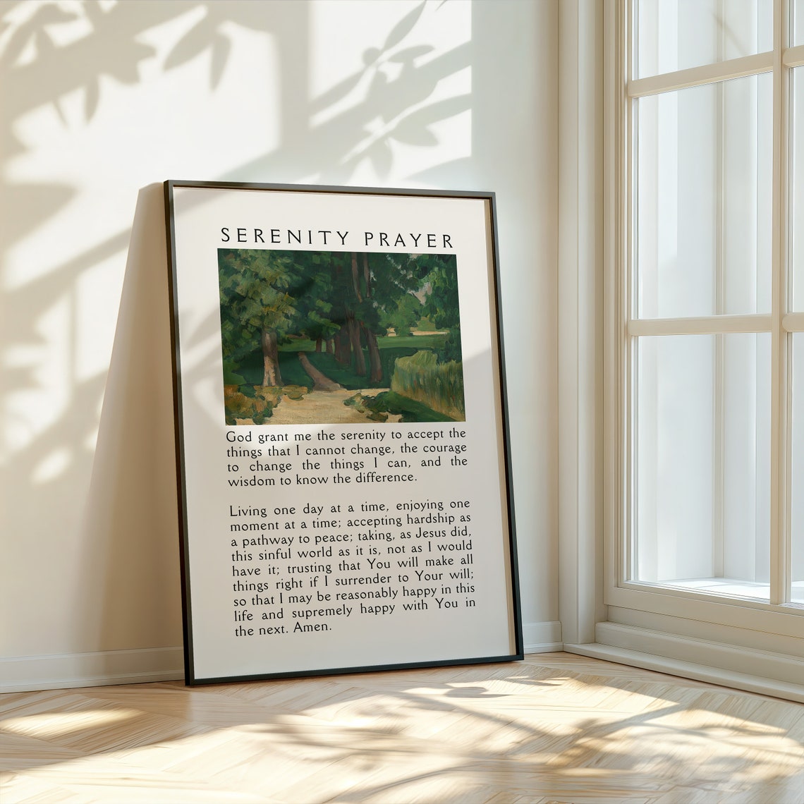 Serenity Prayer Forest Path Vintage Landscape Christian Poster - Image 3