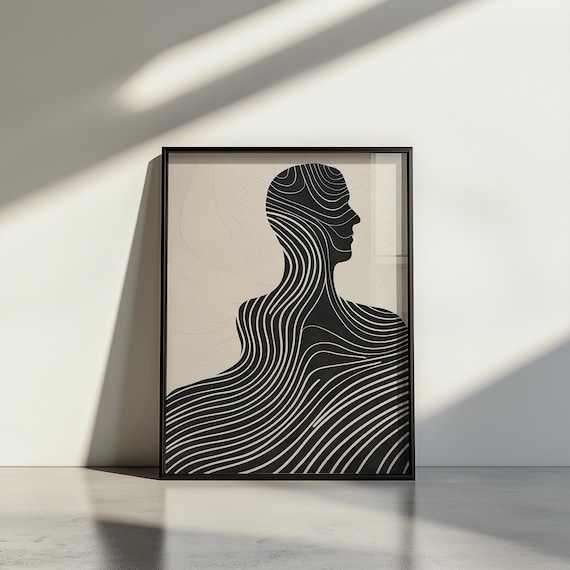 Abstract Human Silhouette Contour Line Art Minimalist Modern Poster