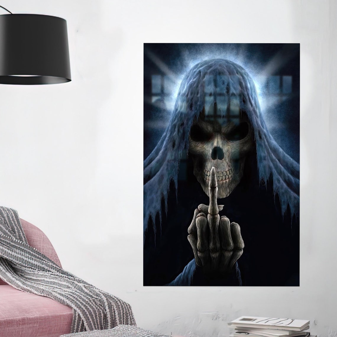 Glass Custom For Art Modern Printing Skull Wall Decor Horror Satanic Demon Personalized Gift Her