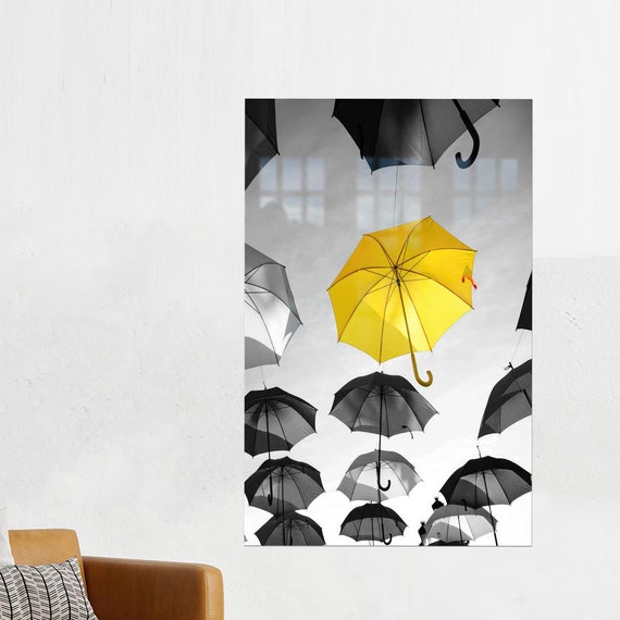 Trendy Glass Personalized Gift For Her Modern Wall Art Yellow Umbrella Hanging Decor Gifts