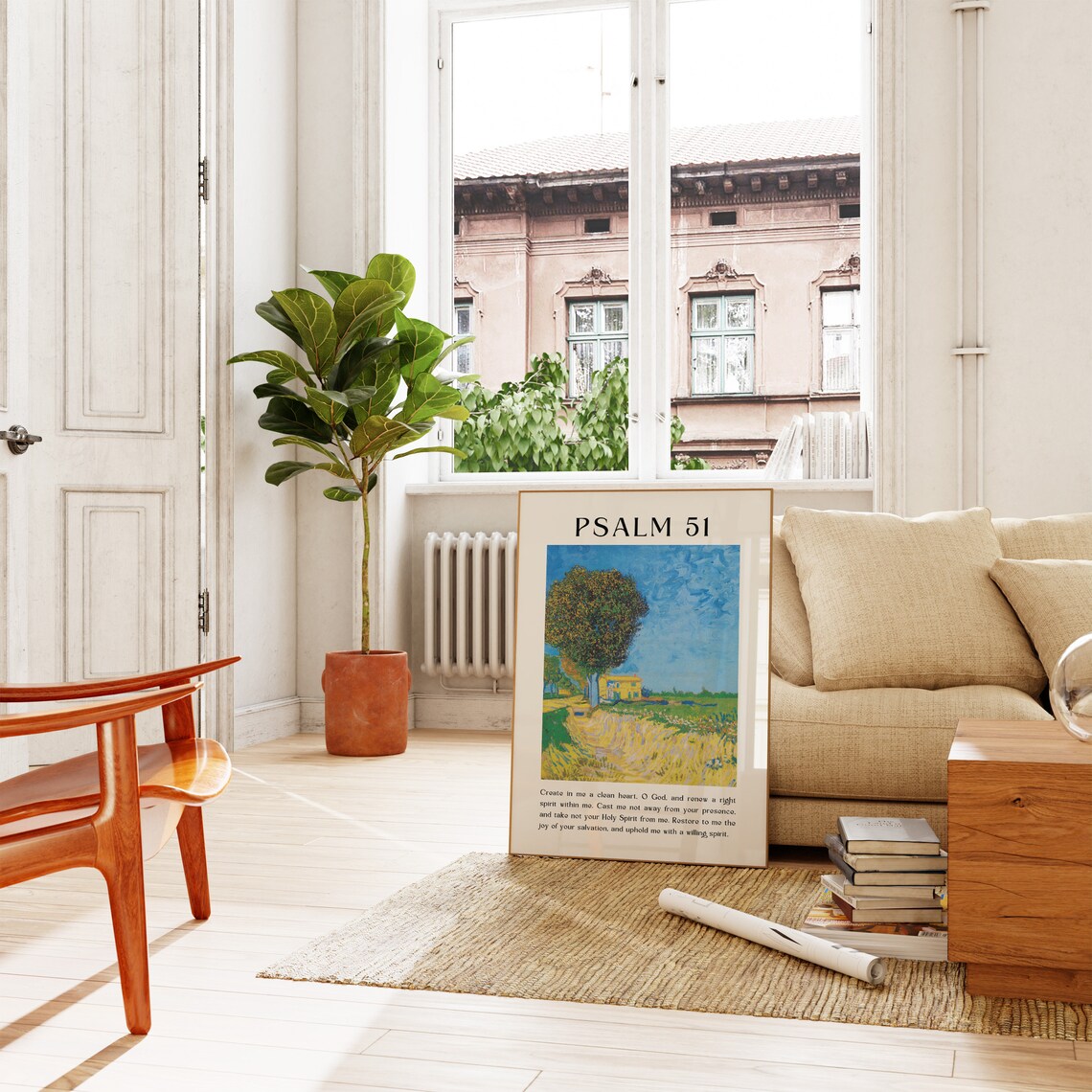 Psalm 51 Create in Me a Clean Heart Golden Field Painting Poster - Image 3