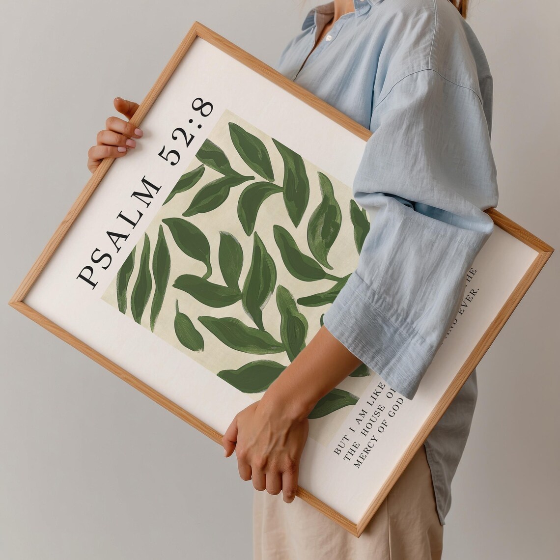 Psalm 52 8 Green Olive Tree Painting Floral Botanical Bible Verse Poster - Image 2