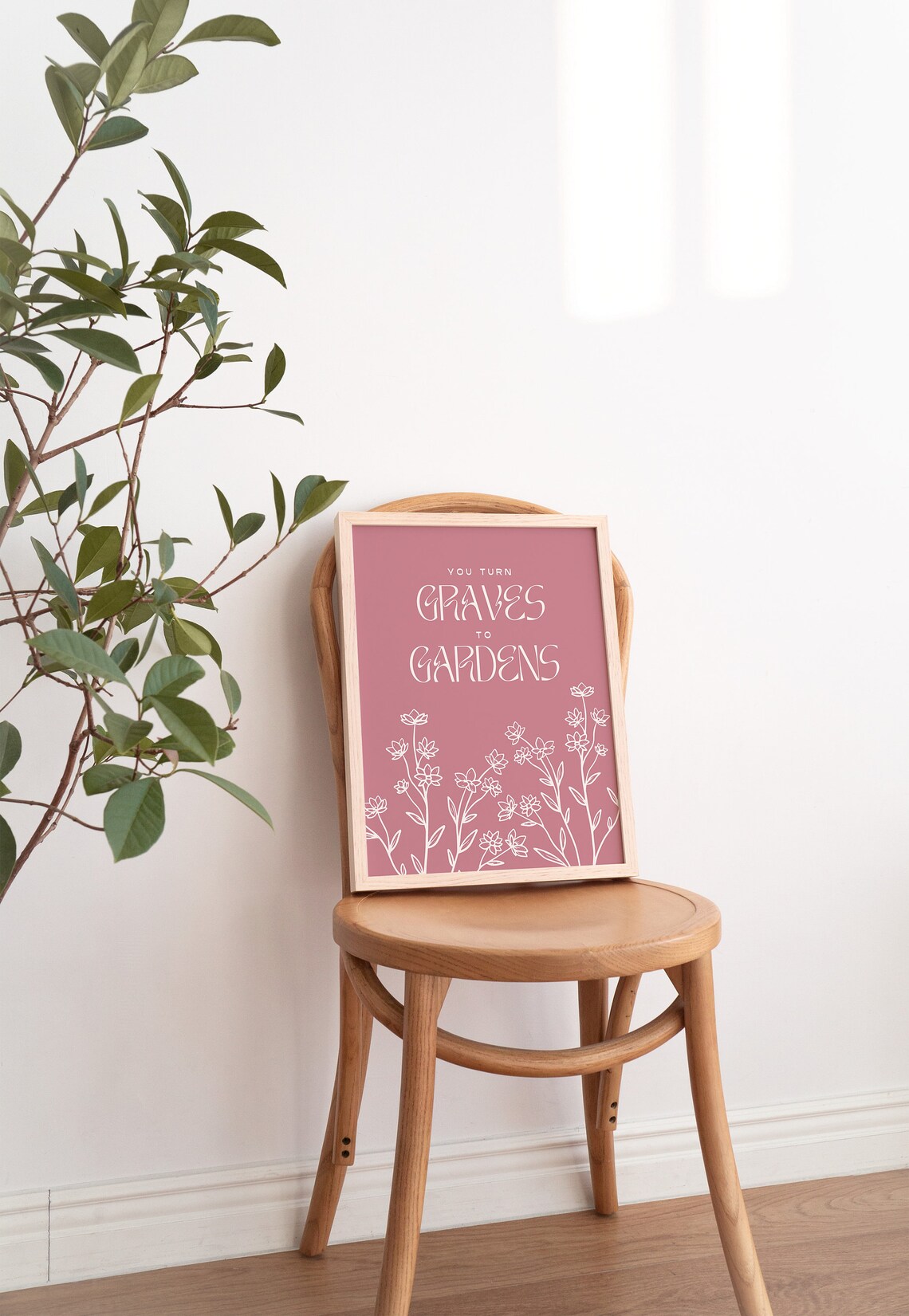 You Turn Graves To Gardens Mauve Floral Christian Worship Poster - Image 3