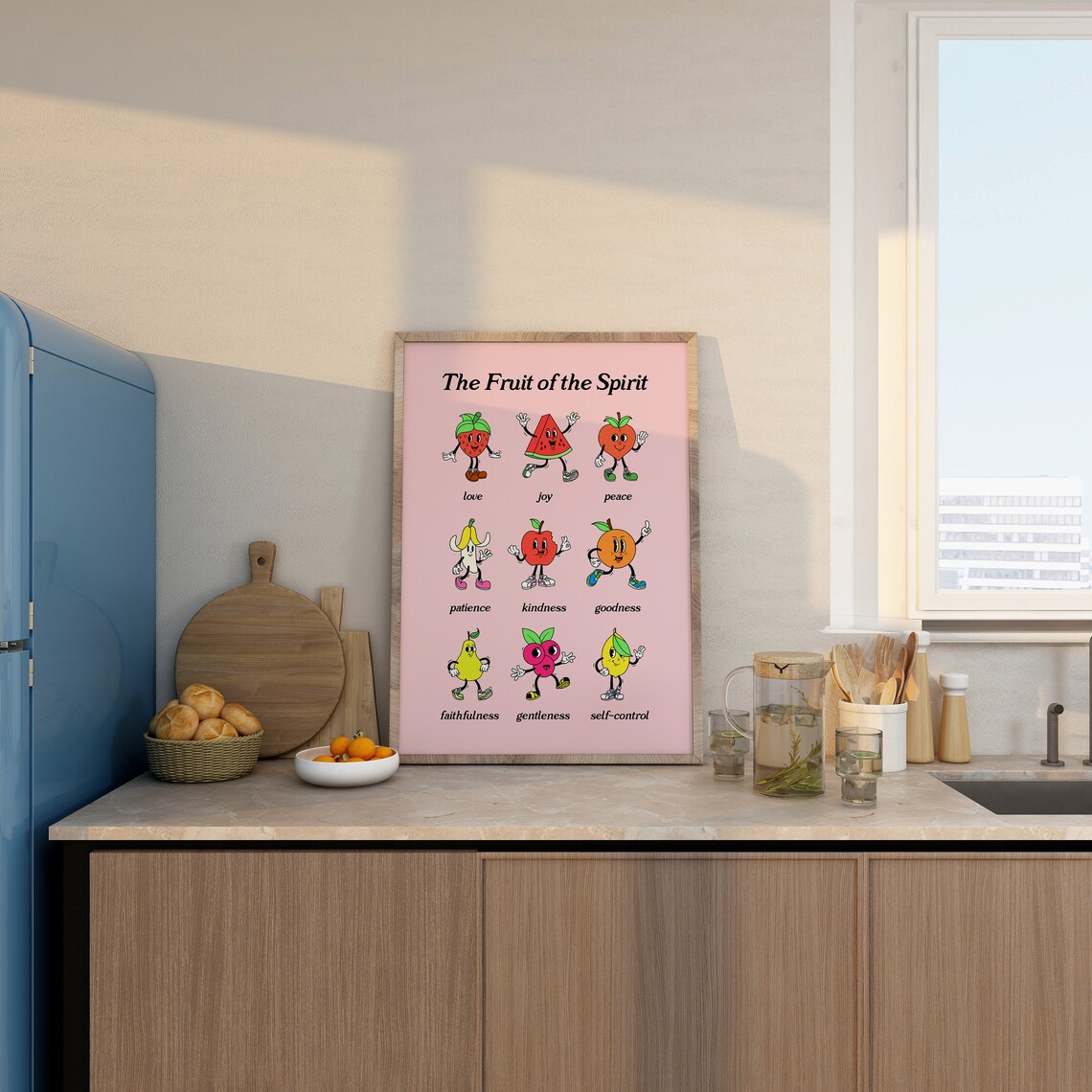 Fruit of the Spirit Pink Retro Mascot Fruit Character Poster - Image 4