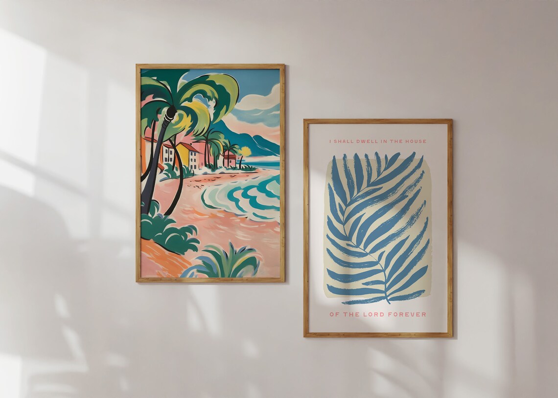 Psalm 23 Tropical Six Piece Flamingo Beach Palm Gallery Wall Set Poster - Image 3