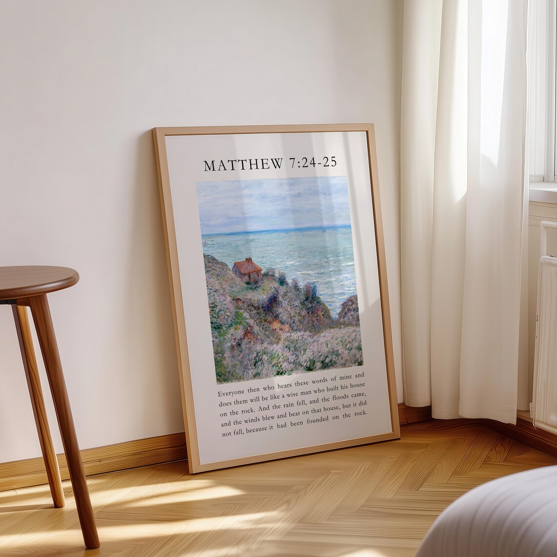 Build Your House On The Rock Matthew 7 24-25 Coastal Painting Verse Poster - Image 3