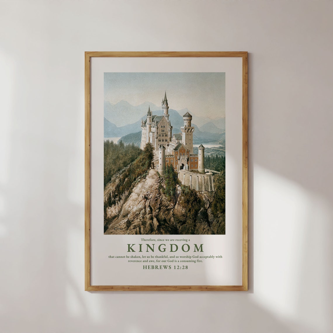 Hebrews 12 Kingdom Cannot Be Shaken Vintage Castle Scripture Poster - Image 4