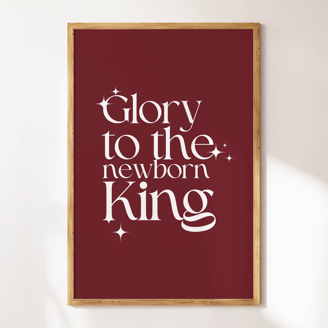 Glory to the Newborn King Maroon Christmas Carol Quote Poster - Image 4
