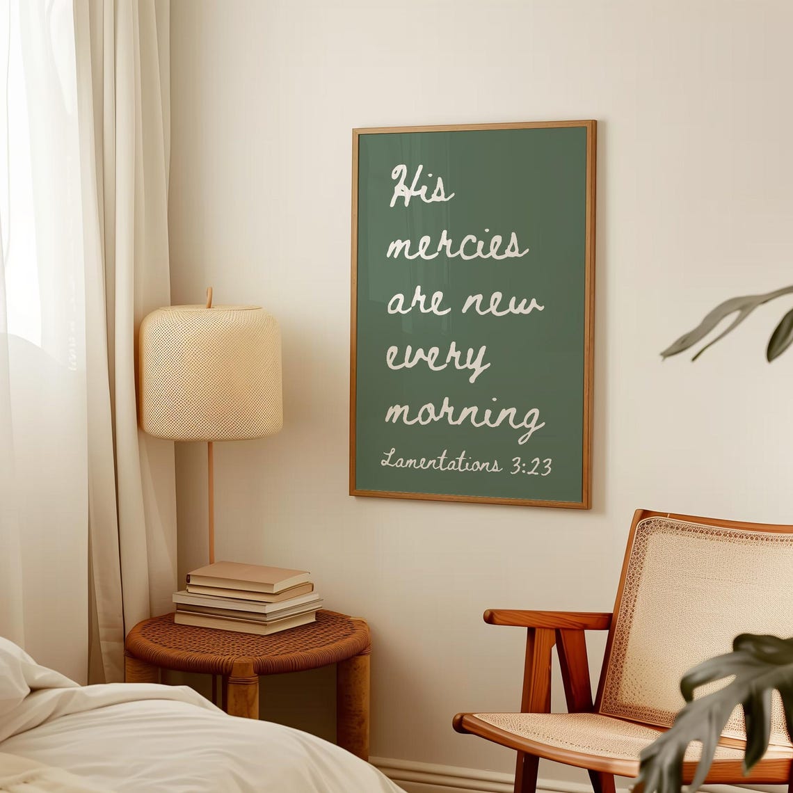 His Mercies Are New Every Morning Deep Sage Green Script Poster - Image 4