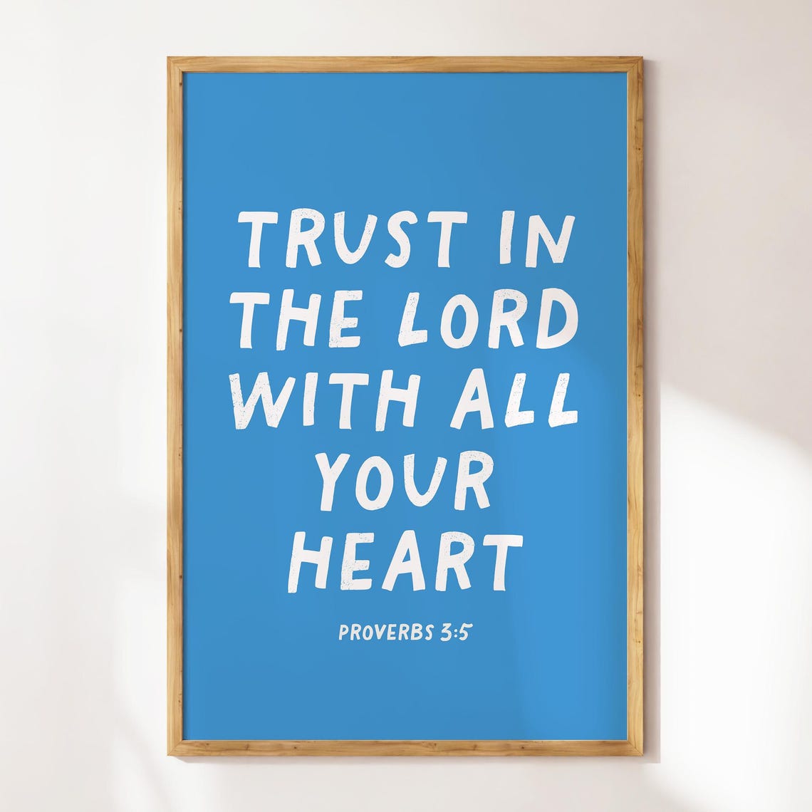 Proverbs 3:5 Trust In The Lord Blue Hand Lettered Verse Poster - Image 4