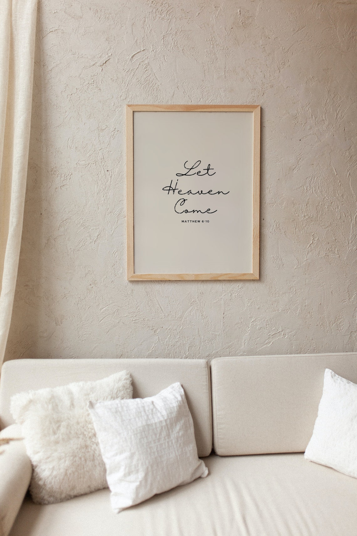 Let Heaven Come Matthew 6 Script Lettering Minimalist Christian Poster - Image 4