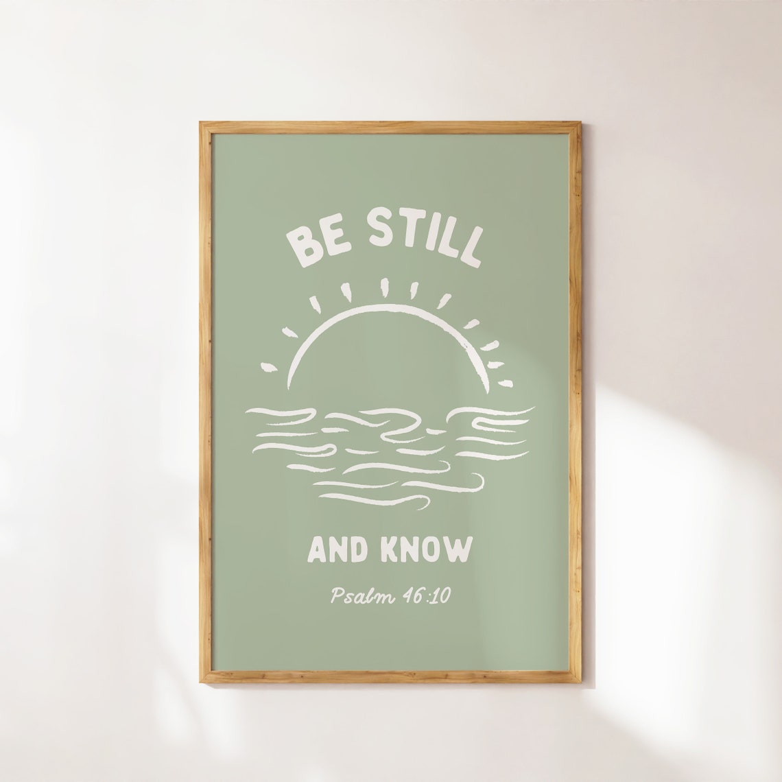 Be Still And Know Psalm 4610 Sage Green Minimalist Scripture Poster - Image 4
