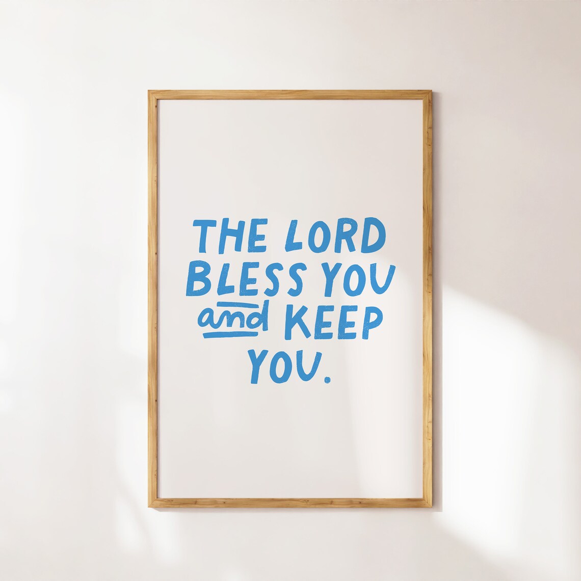 The Lord Bless You And Keep You Blue Bold Lettering Christian Poster