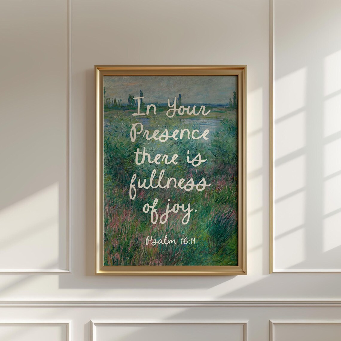 Psalm 16 Scripture Poster, Christian Landscape Art
