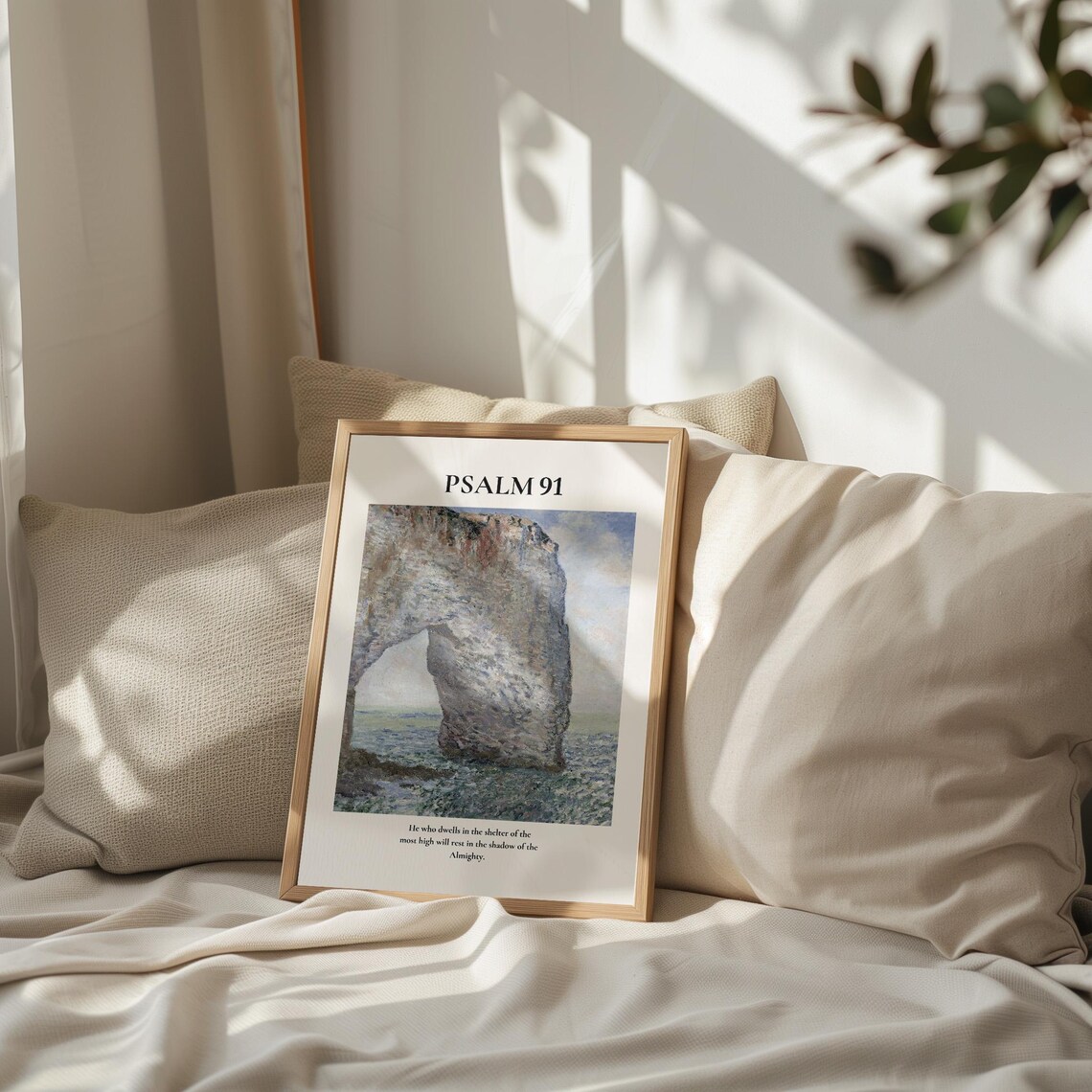 Psalm 91 He Who Dwells Coastal Rock Arch Seascape Verse Poster - Image 3